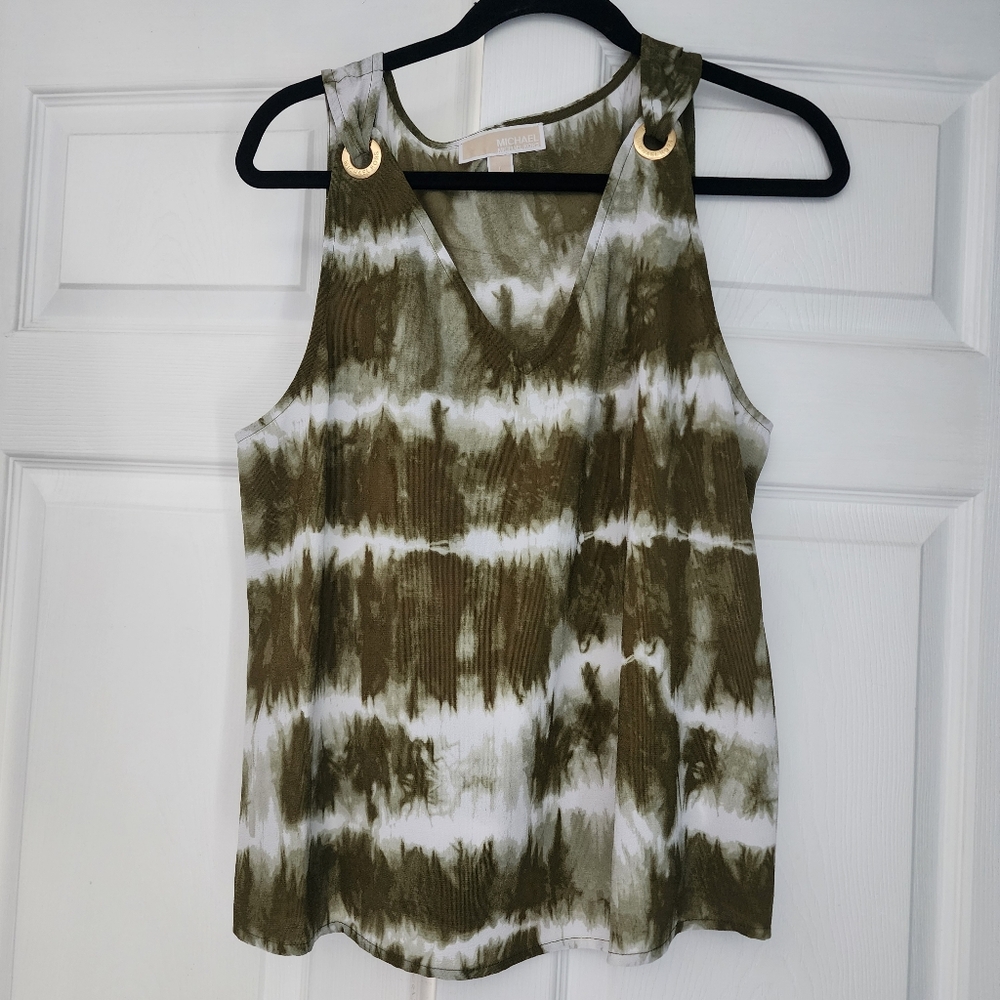 Michael Kors L like new olive green tiedye sleeveless top
